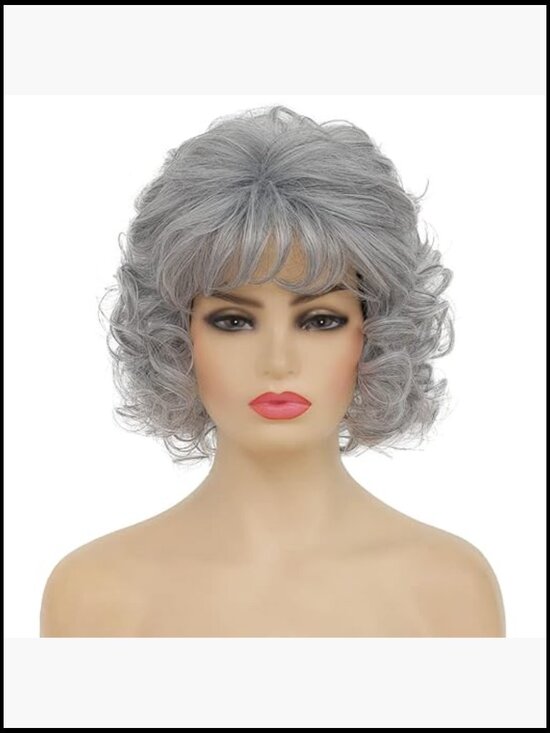 Curly Short Wig with Bangs Heat Resistant Synthetic Hair Daily Halloween main image 5